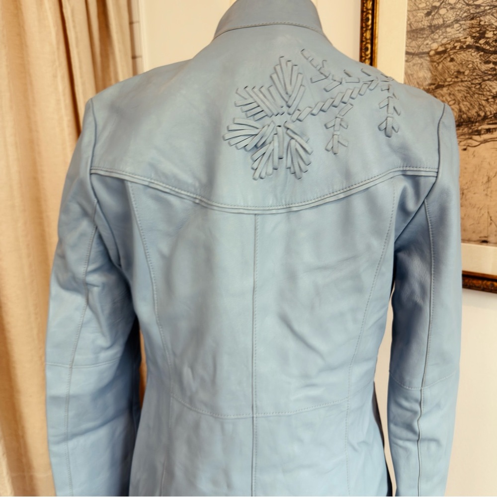 ✨ FREE PEOPLE vintage y2k baby blue leather jacket - Picture 5 of 8